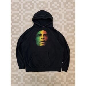 Vintage Bob Marley Zion Hoodie Sweatshirt Size 1X Fits XL Reggae Black Y2K